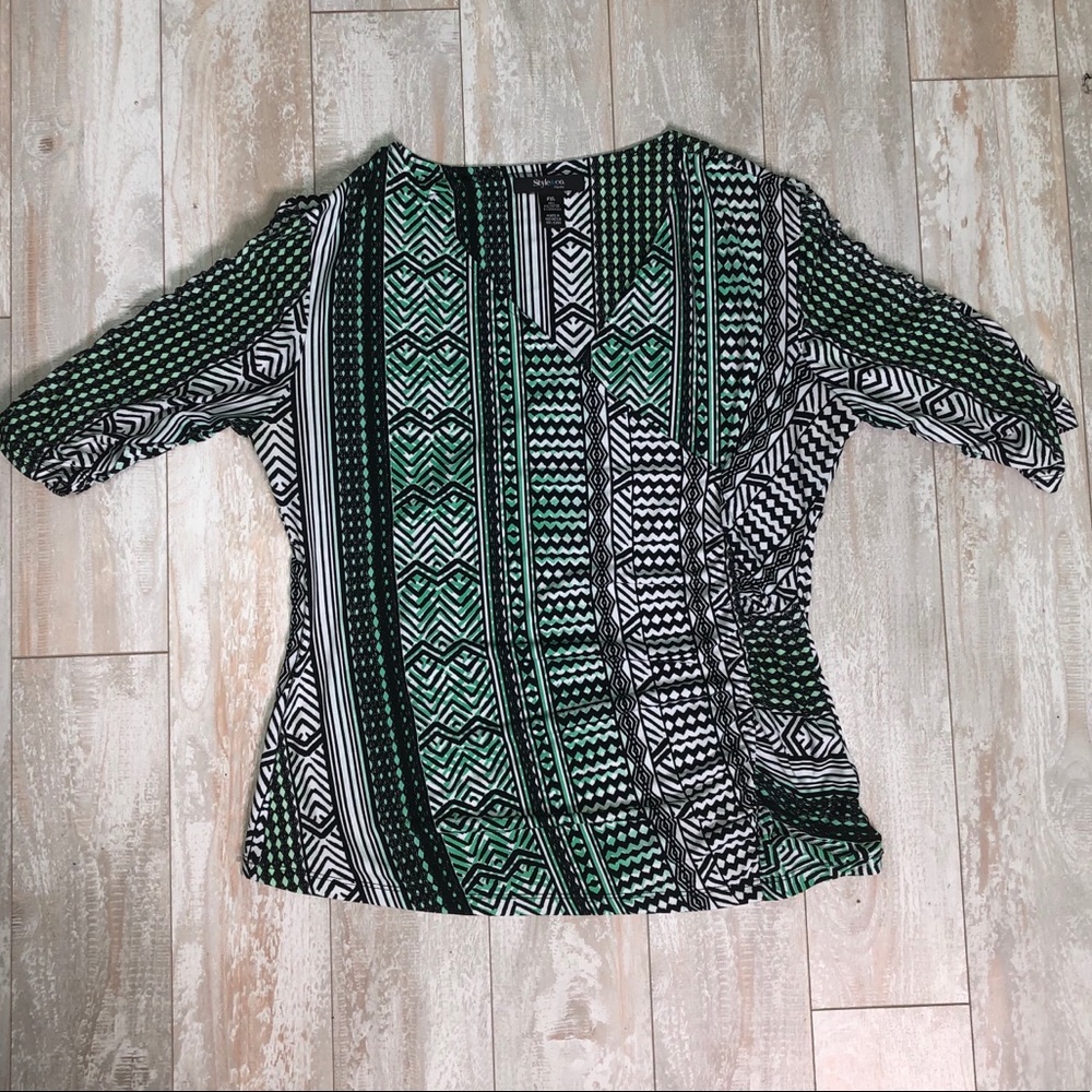 Style & Co 3/4 sleeve mock wrap top